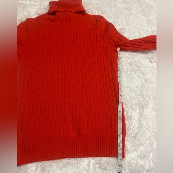 J. Crew Wool Cashmere Blend Red Orange Knit Pullover Turtleneck Sweater Sz Small - Picture 7 of 8